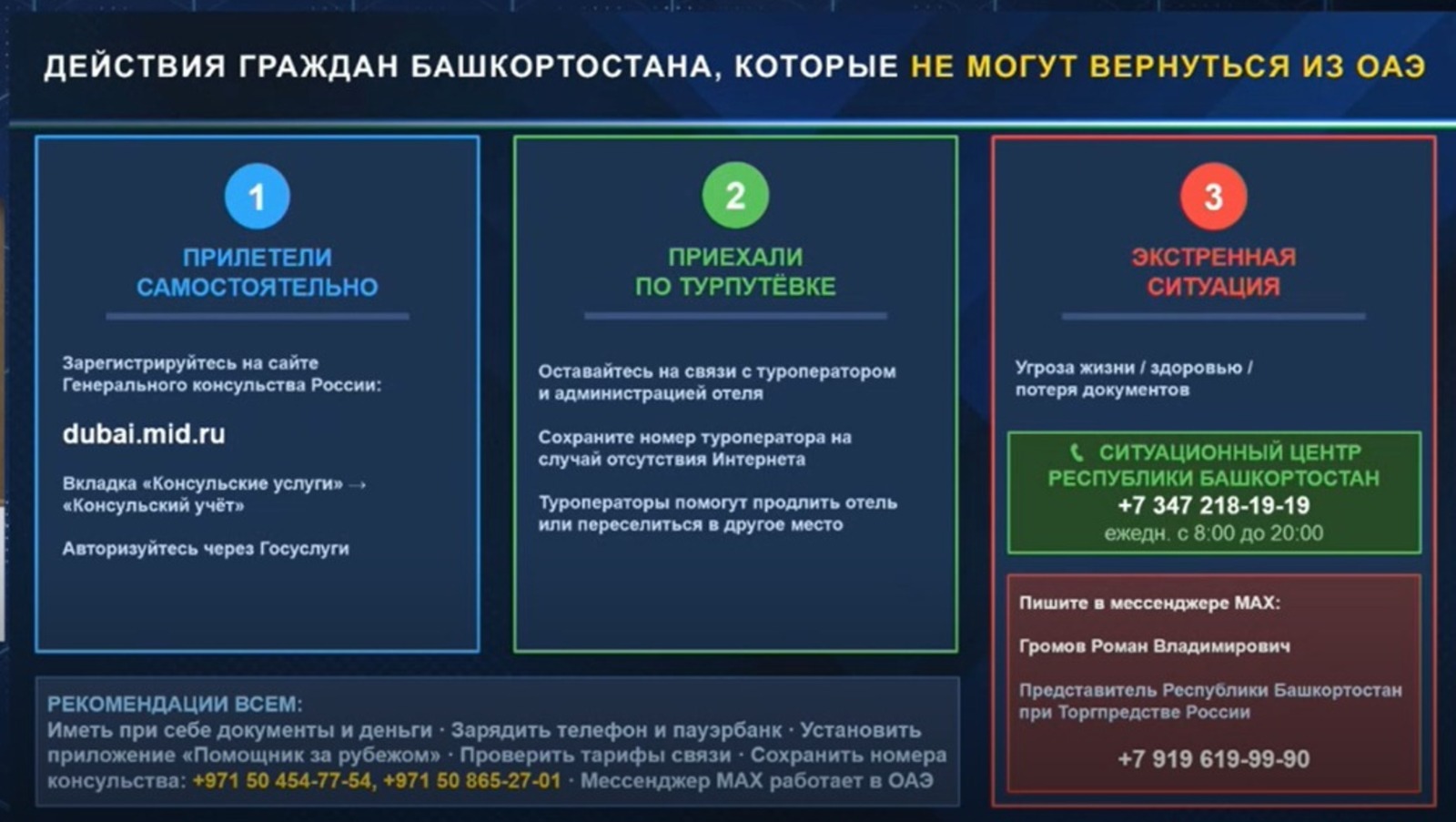 Радий Хабиров поручил организовать поддержку туристов из Башкортостана в ОАЭ